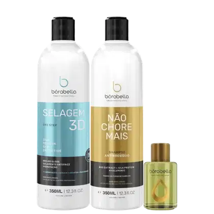 Imagem do produto Kit Borabella Selagem 3D + Não Chore Mais + Óleo de Argan (3 Produtos)