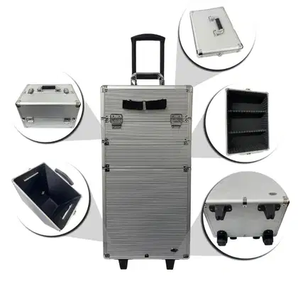 Imagem do produto Maleta Carrinho Rubys 3 Andares e 2 Rodinhas Prata Fs-1206a