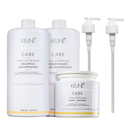 Kit Keune Care Vital Nutrition Trio Salon Essential + Pump, 5 produtos.
