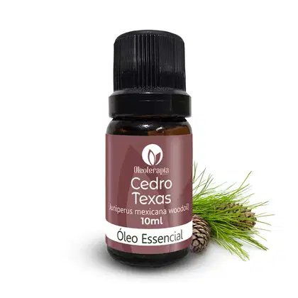 Óleo essencial de Cedro Texas, da marca Oleoterapia Brasil.