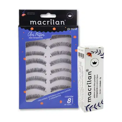 Imagem do produto Cílios Postiços Naturais com Fios Curtos e Crescentes 8 Pares CL112-8 + Cola Para Cílios Postiços CA-001