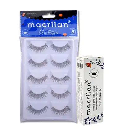 Imagem do produto Cílios Postiços Naturais e Alongados no Canto Externo 5 Pares CL110-5 + Cola Para Cílios Postiços CA-001