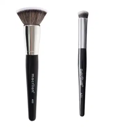 Imagem do produto Pincel Profissional Kabuki Reto Linha Max - Macrilan - A03 + Pincel Kabuki para Corretivo Linha Max - Macrilan - a31