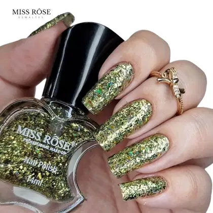 Imagem do produto Miss Rôse - Esmalte Glitter Flocado Irregular - Cor A508 - 12ml