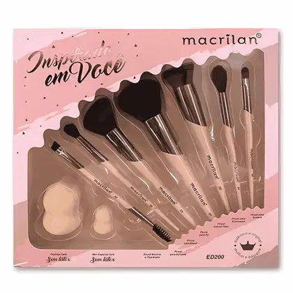 Imagem do produto Kit ED200 com 7 pincéis e 2 esponjas Inspirado em Você Macrilan