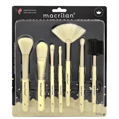 Imagem do produto Kit KP9-4 com 07 Pincéis para Maquiagem Macrilan - Amarelo