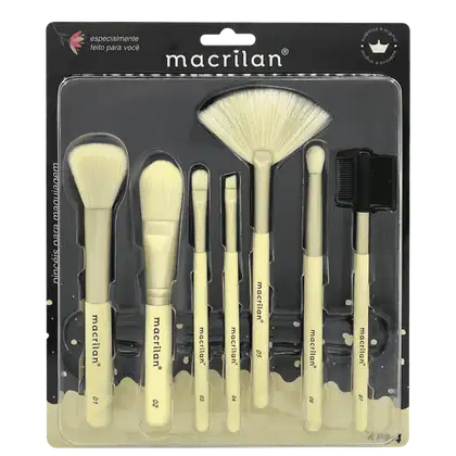 Imagem do produto Kit KP9-4 com 07 Pincéis para Maquiagem - Macrilan - Amarelo
