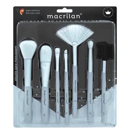 Imagem do produto Kit KP9-4 com 07 Pincéis para Maquiagem - Macrilan - Azul