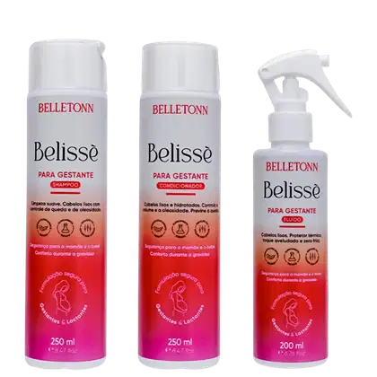 Kit Belletonn Belissè para Gestante, com shampoo, condicionador e fluido de tratamento