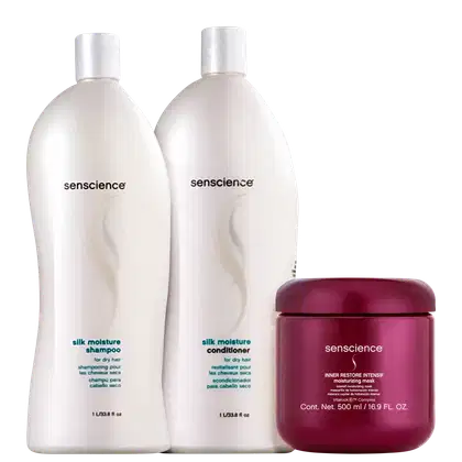 Imagem do produto Kit Senscience Silk Moisture Salon + Inner Restore Intensif Moisturizing Mask Trio (3 Produtos)