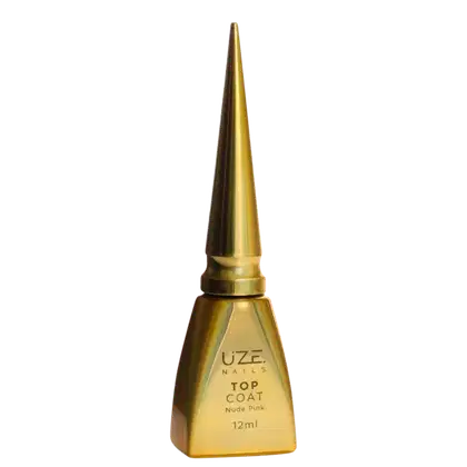 A imagem mostra um frasco dourado, com tampa pontiaguda.