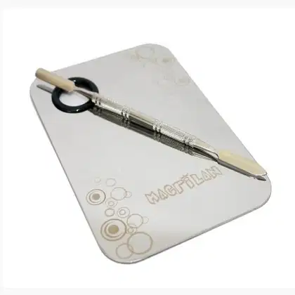 Imagem do produto Placa e Espátula em Aço Inox para Maquiagem Macrilan AC-03