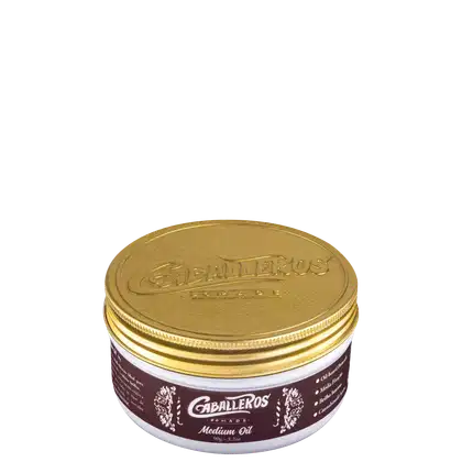 Pomada Modeladora Caballeros Medium Oil. Volumetria de 90g.