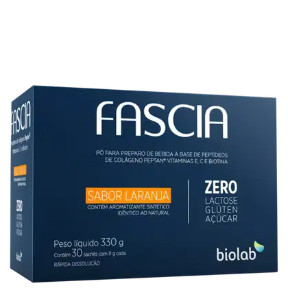 Suplemento Alimentar em Pó Biolab Fascia Sabor Laranja, 30 sachês.