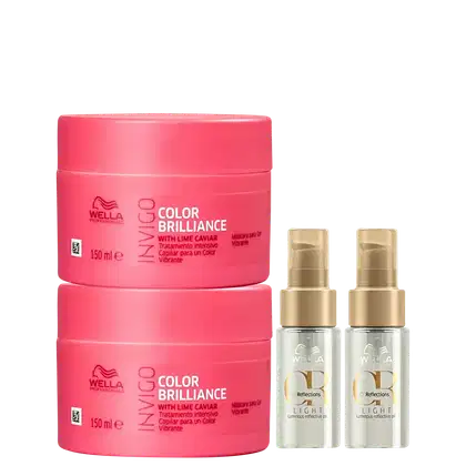 Kit Wella Professionals Invigo Color Brilliance 2 Máscaras, e 2 Oil Reflections Light 30ml