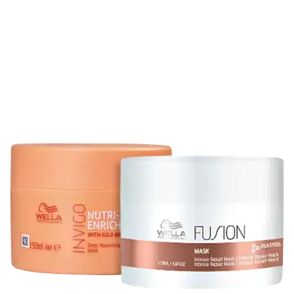 Dois produtos da linha Wella Professionals: Máscaras Nutri Enrich 150 ml + Fusion 150 Ml