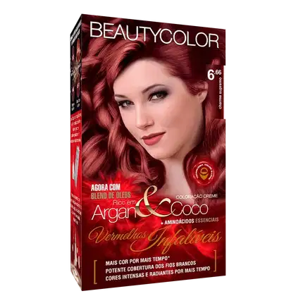 Imagem do produto BeautyColor Argan & Coco Vermelhos Infalíveis 6.66 Louro Escuro Vermelho Profundo - Coloração Permanente 45g