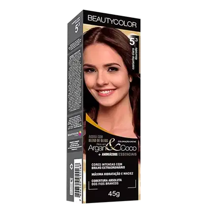Imagem do produto BeautyColor Argan & Coco 5.3 Castanho Claro Dourado - Coloração Permanente 45g