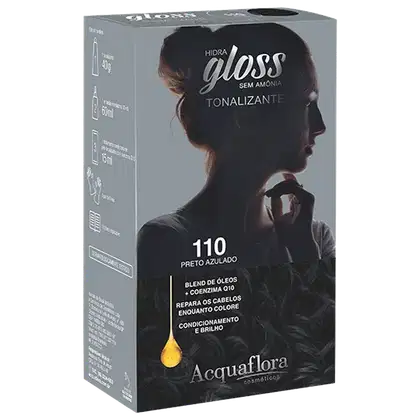 Imagem do produto Kit Acquaflora Hidra Gloss 110 Preto Azulado - Tonalizante