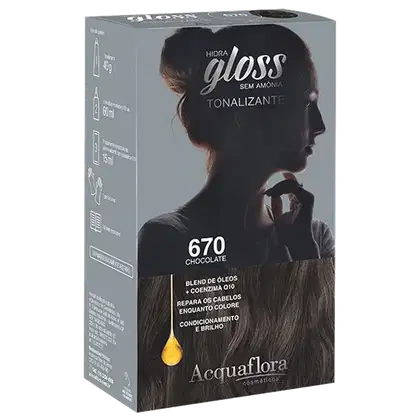 Imagem do produto Kit Acquaflora Hidra Gloss 670 Chocolate - Tonalizante