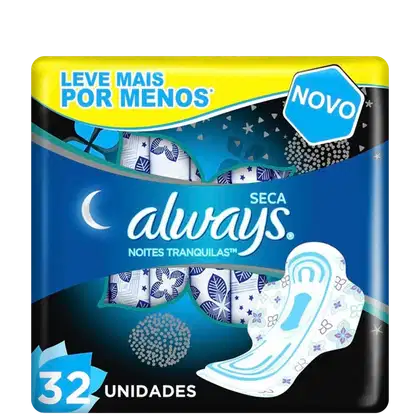 Imagem do produto Always Noites Tranquilas Seca - Absorvente com Abas (32 Unidades)