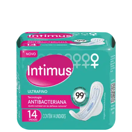 Imagem do produto Intimus Ultrafino Antibacteriano - Absorvente com Abas (14 Unidades)
