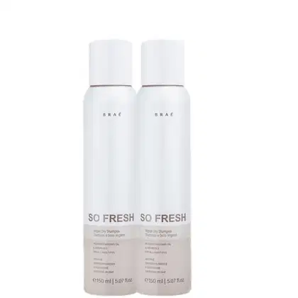 Dois frascos de shampoo a seco So Fresh de Braé com 150ml cada.
