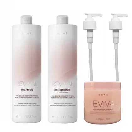 Imagem do produto Braé Revival Kit Tratamento Profissional (3 Produtos) + 2 Vávulas Pump