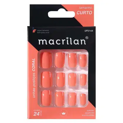 Imagem do produto Unhas Postiças Macrilan Curtas 24 Unidades UP214A - Coral