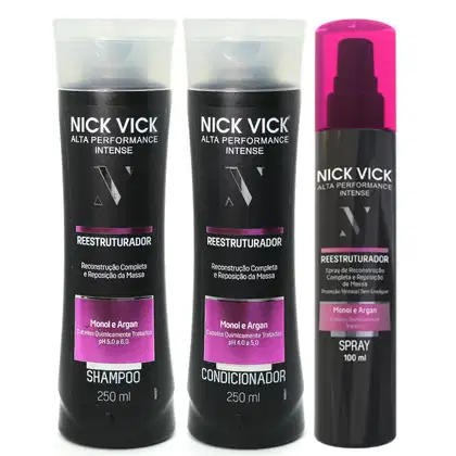 Imagem do produto Kit NICK VICK Reestruturador Shampoo Condicionador Spray