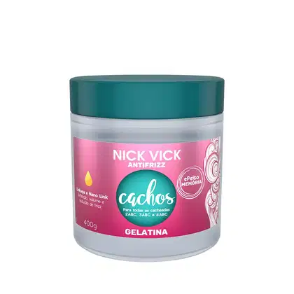 Gelatina Ativadora de Cachos Nick & Vick Antifrizz Cachos, 400g.