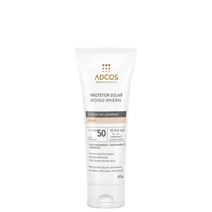 Imagem do produto Adcos Mousse Mineral Tonalizante FPS 50 Peach - Protetor Solar Facial com Cor 40g