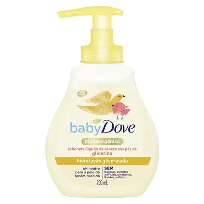 A imagem mostra o Sabonete Líquido Baby Dove Hidratação Glicerinada da marca Dove.