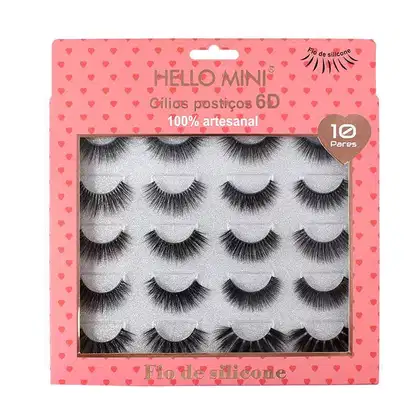 Imagem do produto Caixa 10 Pares de Cílios Postiços 6D Hello Mini