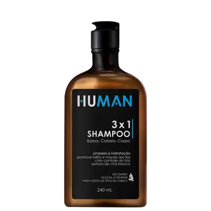 Imagem do produto Human 3x1 Barba, Cabelo e Corpo - Shampoo 240ml