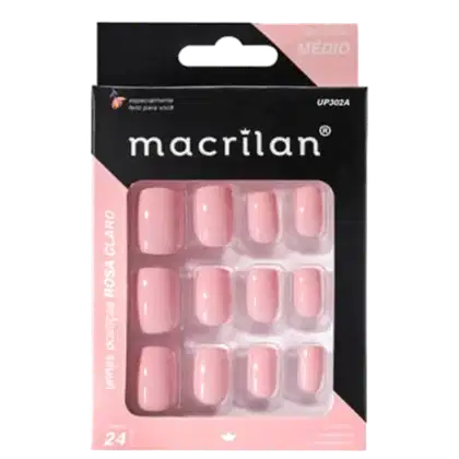 Imagem do produto Macrilan Médio Rosa Claro - Unhas Postiças (24 Unidades)