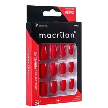 Imagem do produto Macrilan Médio Vermelho - Unhas Postiças (24 Unidades)