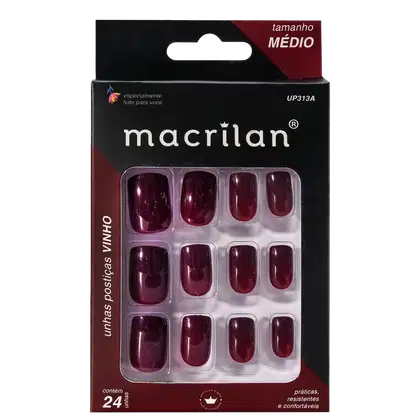 Imagem do produto Macrilan Médio Vinho - Unhas Postiças (24 Unidades)
