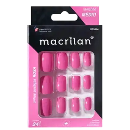 Imagem do produto Macrilan Médio Rosa - Unhas Postiças (24 Unidades)