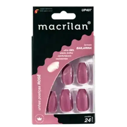 Imagem do produto Macrilan Bailarina Rosé - Unhas Postiças (24 Unidades)