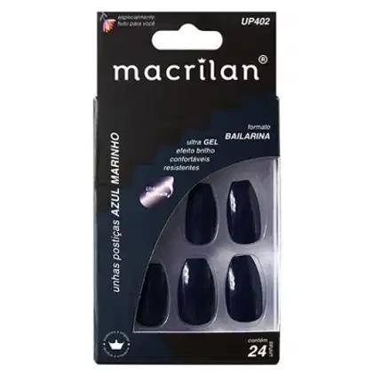 Imagem do produto Macrilan Bailarina Azul Marinho - Unhas Postiças (24 Unidades)