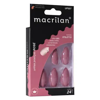Imagem do produto Macrilan Stiletto Rosé UP507 - Unhas Postiças (24 unidades)