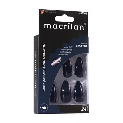 Imagem do produto Macrilan Stiletto Azul Marinho UP502 - Unhas Postiças (24 Unidades)