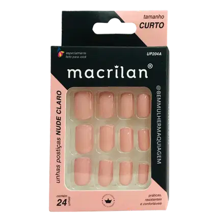 Imagem do produto Macrilan Tamanho Curto Nude Claro UP204A - Unhas Postiças (24 Unidades)
