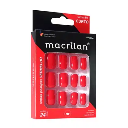 Imagem do produto Macrilan Tamanho Curto Vermelho UP207A - Unhas Postiças (24 Unidades)