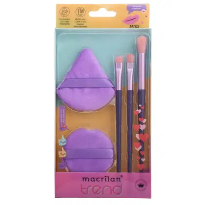 Imagem do produto Kit com 3 Pincéis e 2 Esponjas - MT03 - roxo
