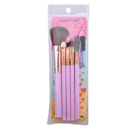 Imagem do produto Kit com 5 Pincéis para Maquiagem Macrilan Trend - MT05 - Rosa