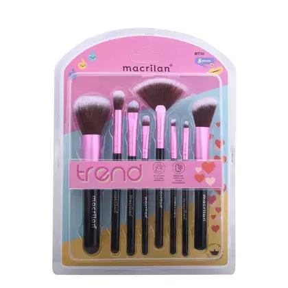 Imagem do produto Kit com 8 Pinceis para Maquiagem Macrilan Trend - MT10 - Rosa