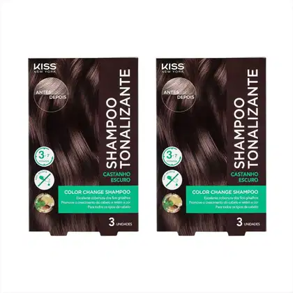 Imagem do produto Kit Kiss NY Shampoo Tonalizante Castanho Escuro Com 2 un