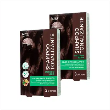 Imagem do produto Kit Kiss NY Shampoo Tonalizante Castanho Médio 2Un
